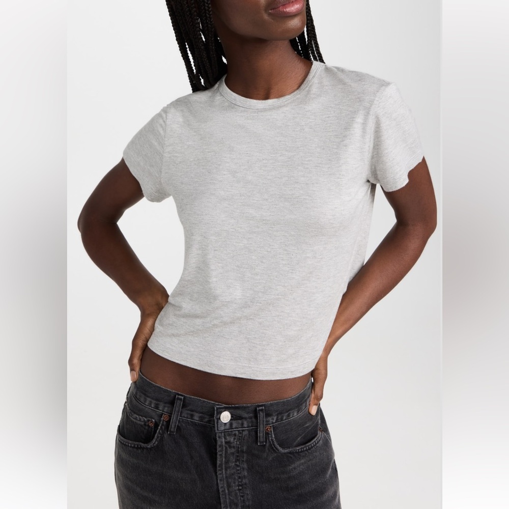 Agolde adine shrunken tee in grey heather